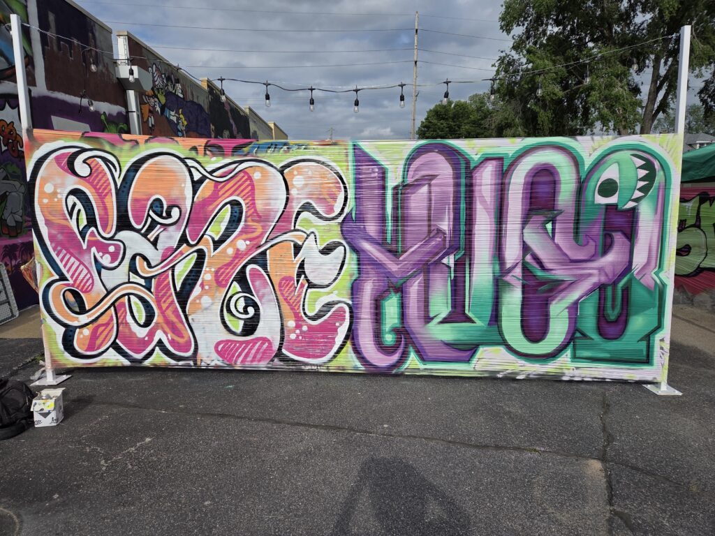 a finished mural on shrink wrap